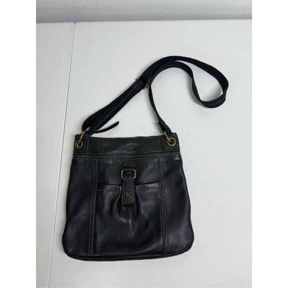 The Sac Kendra Pebbled Black Leather Crossbody Bag Adjustable Strap - Picture 1 of 12